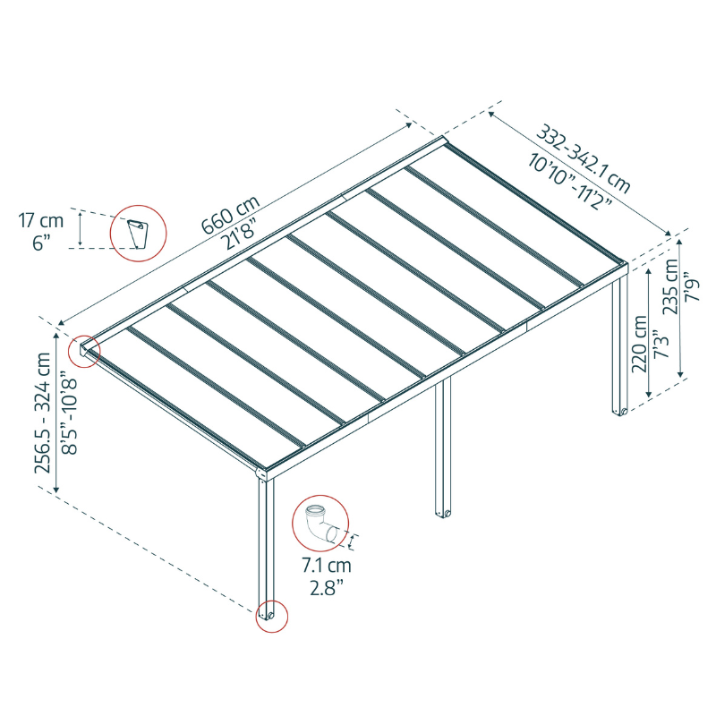 Palram-Canopia Stockholm Patio Cover - Grey (3.4x6.6 m)