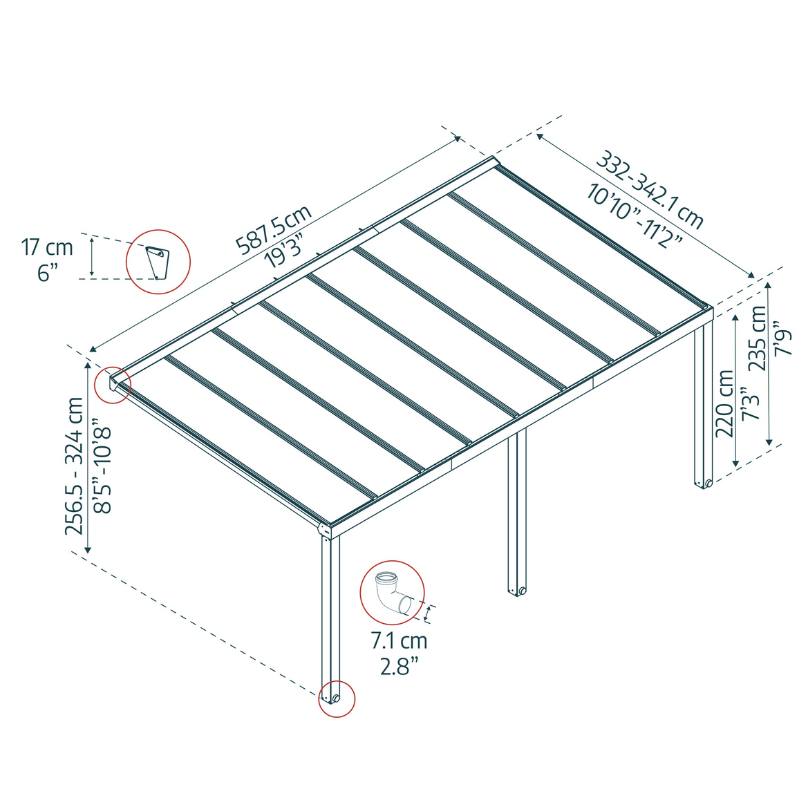 Palram-Canopia Stockholm Patio Cover - Grey (3.4x5.9 m)