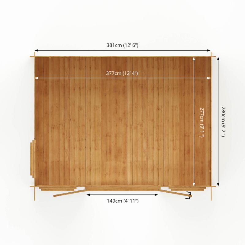 Mercia Pent Log Cabin - 4m x 3m (19mm)