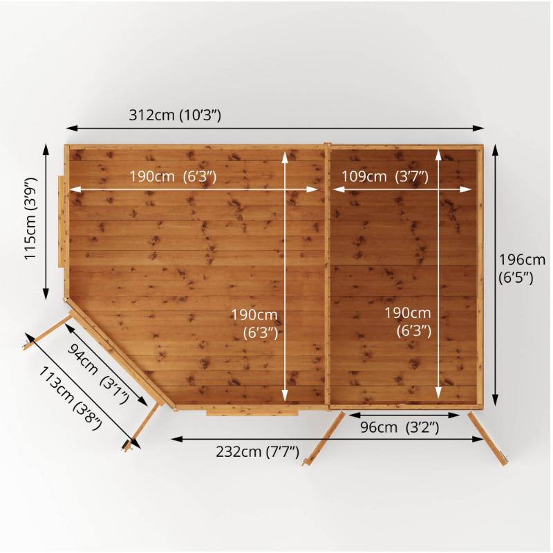 Mercia Premium Corner Summerhouse With Side Shed - 7ft x 11ft