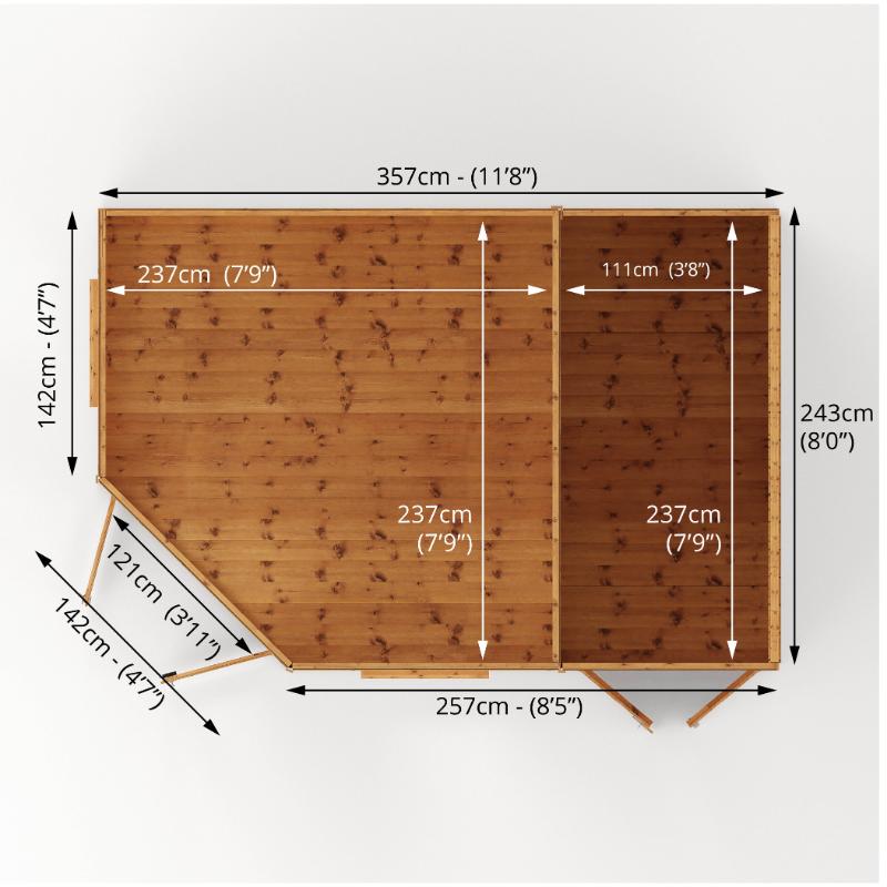 Mercia Premium Corner Summerhouse With Side Shed - 8ft x 12ft