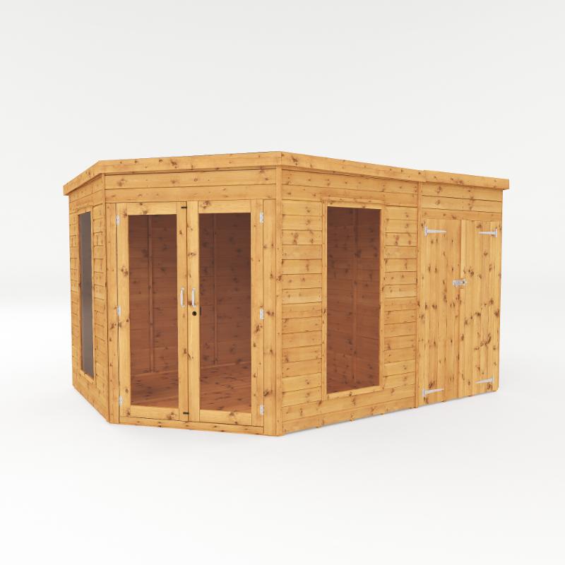 Mercia Premium Corner Summerhouse With Side Shed - 8ft x 12ft