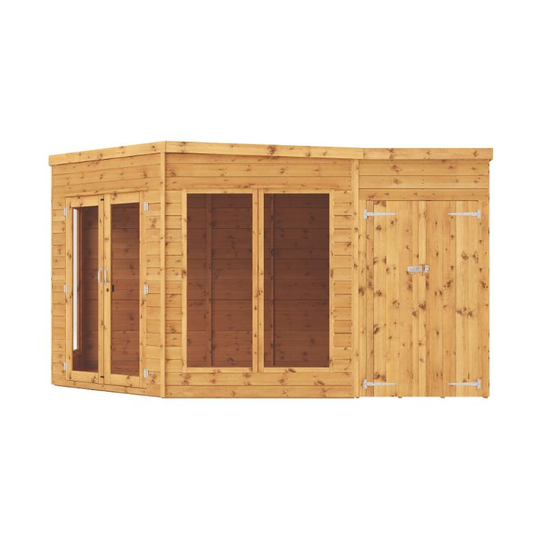 Mercia Premium Corner Summerhouse With Side Shed - 9ft x 13ft