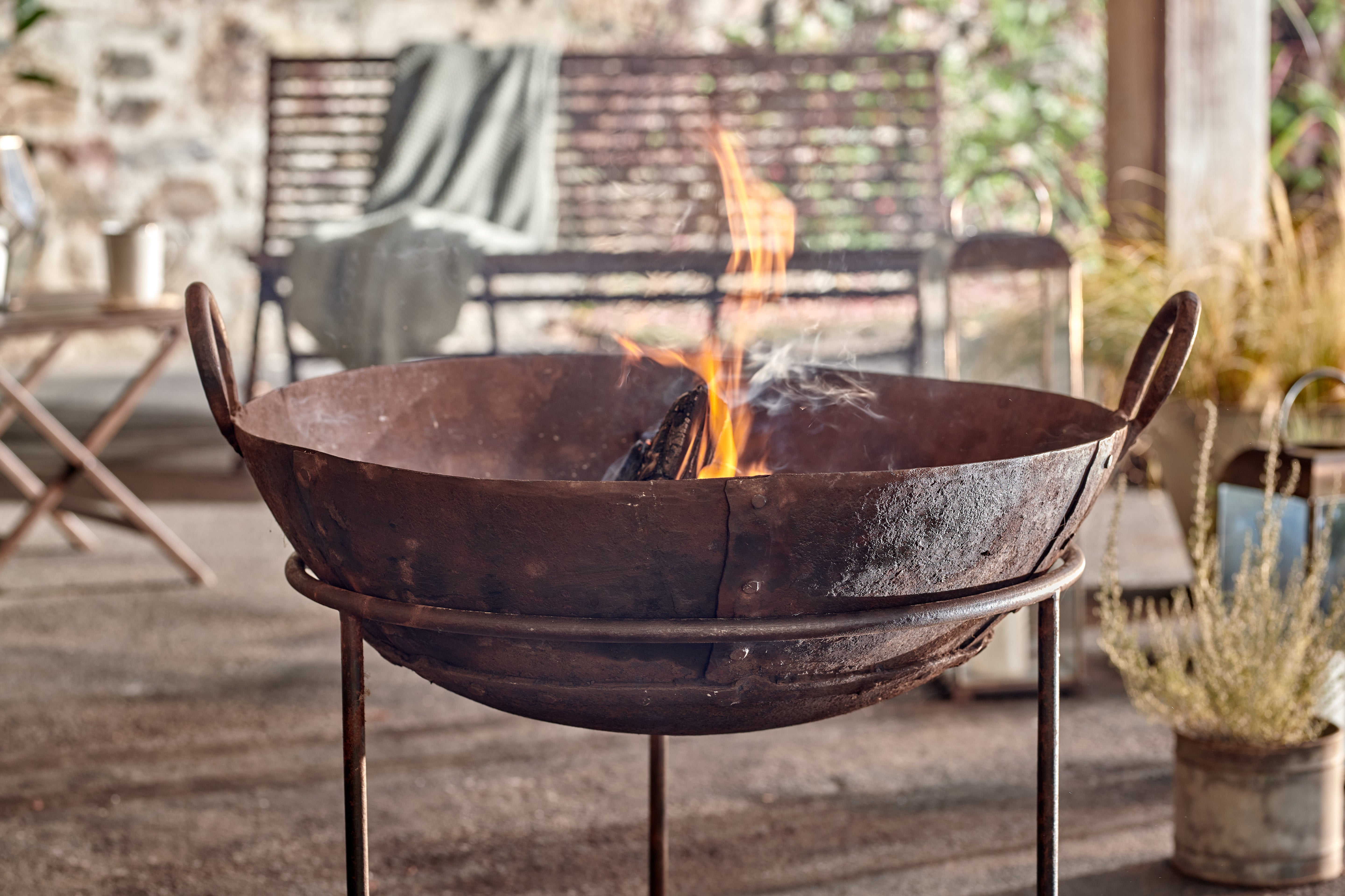 Nkuku Reclaimed Iron Kadai With Grill - Small