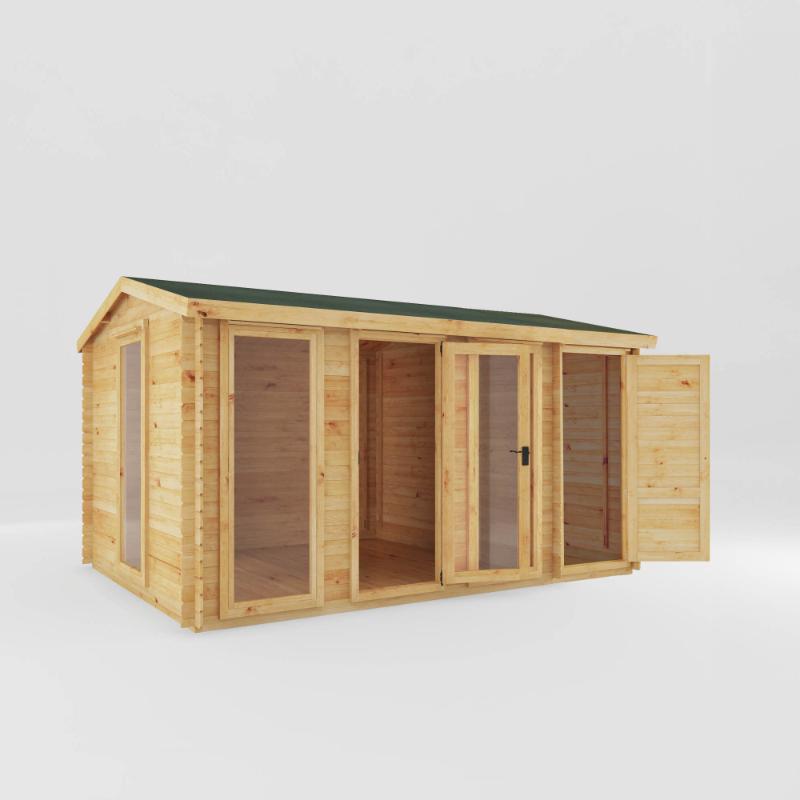 Mercia Reverse Apex Log Cabin With Side Shed - 4.6m x 3m (19mm)