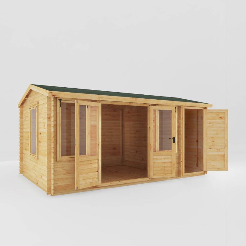 Mercia Reverse Apex Log Cabin With Side Shed - 5.1m x 3m (19mm)