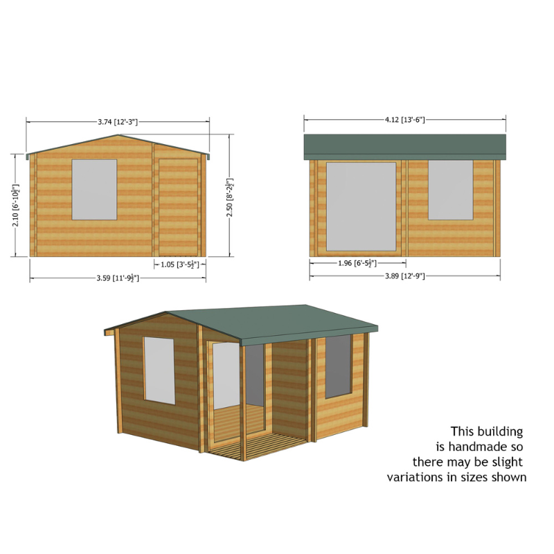 Shire Ringwood Log Cabin - 12 x 13