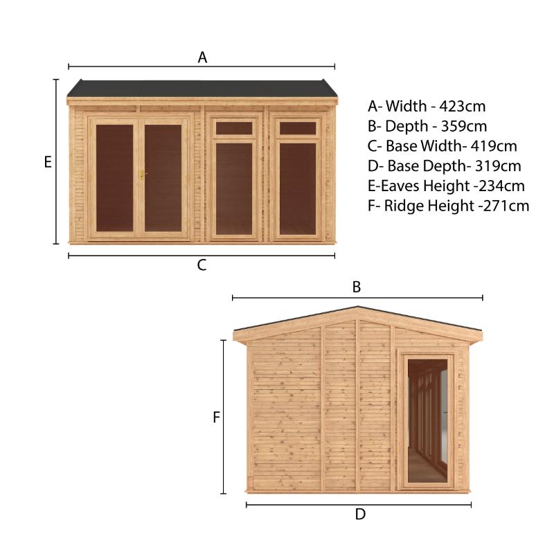 Sherwood Rufford Insulated Garden Room - 4m x 3m (72mm)