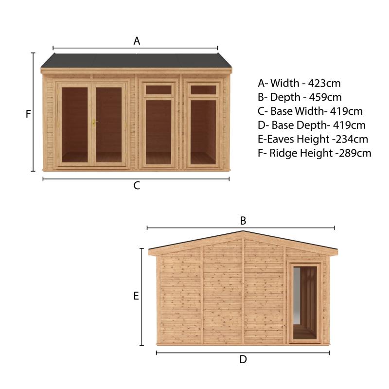 Sherwood Rufford Insulated Garden Room - 4m x 4m (72mm)