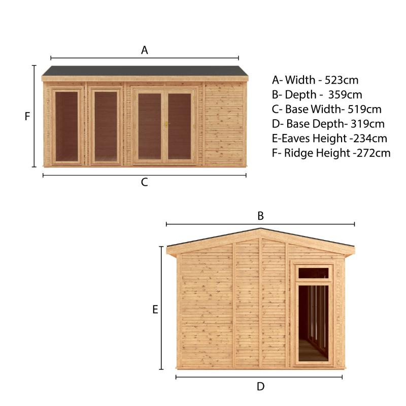 Sherwood Rufford Insulated Garden Room - 5m x 3m (72mm)