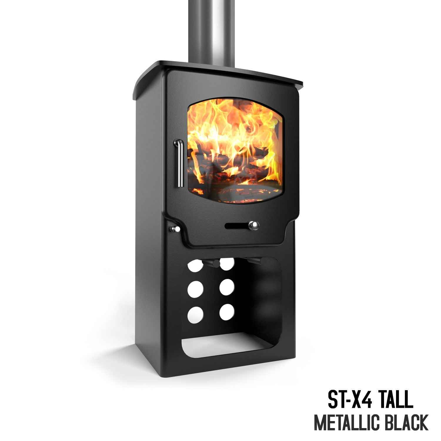 Saltfire ST-X4 Tall 4.1kW Wood Burning And Multi-Fuel Stove Saltfire