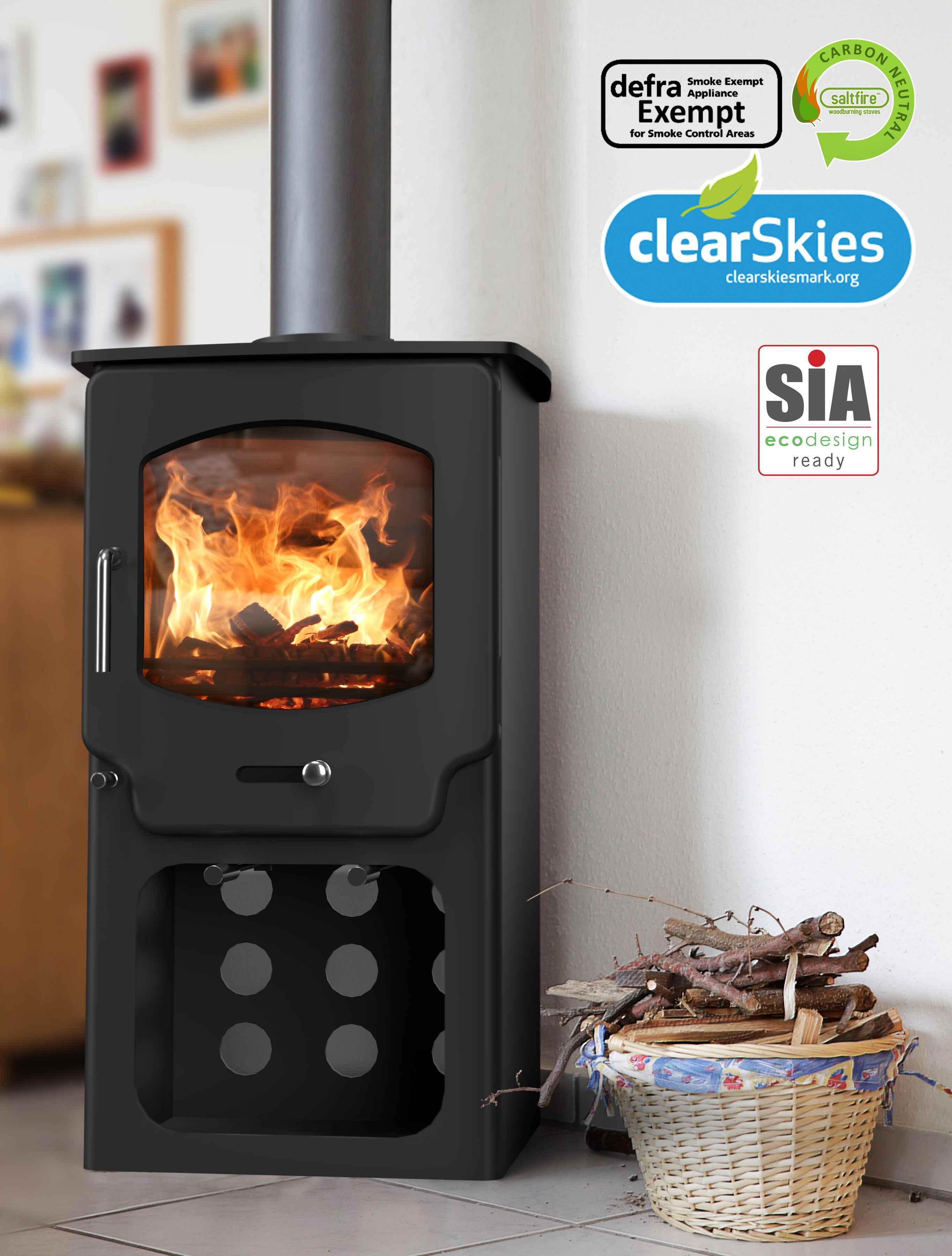 Saltfire ST-X4 Tall 4.1kW Wood Burning And Multi-Fuel Stove Saltfire