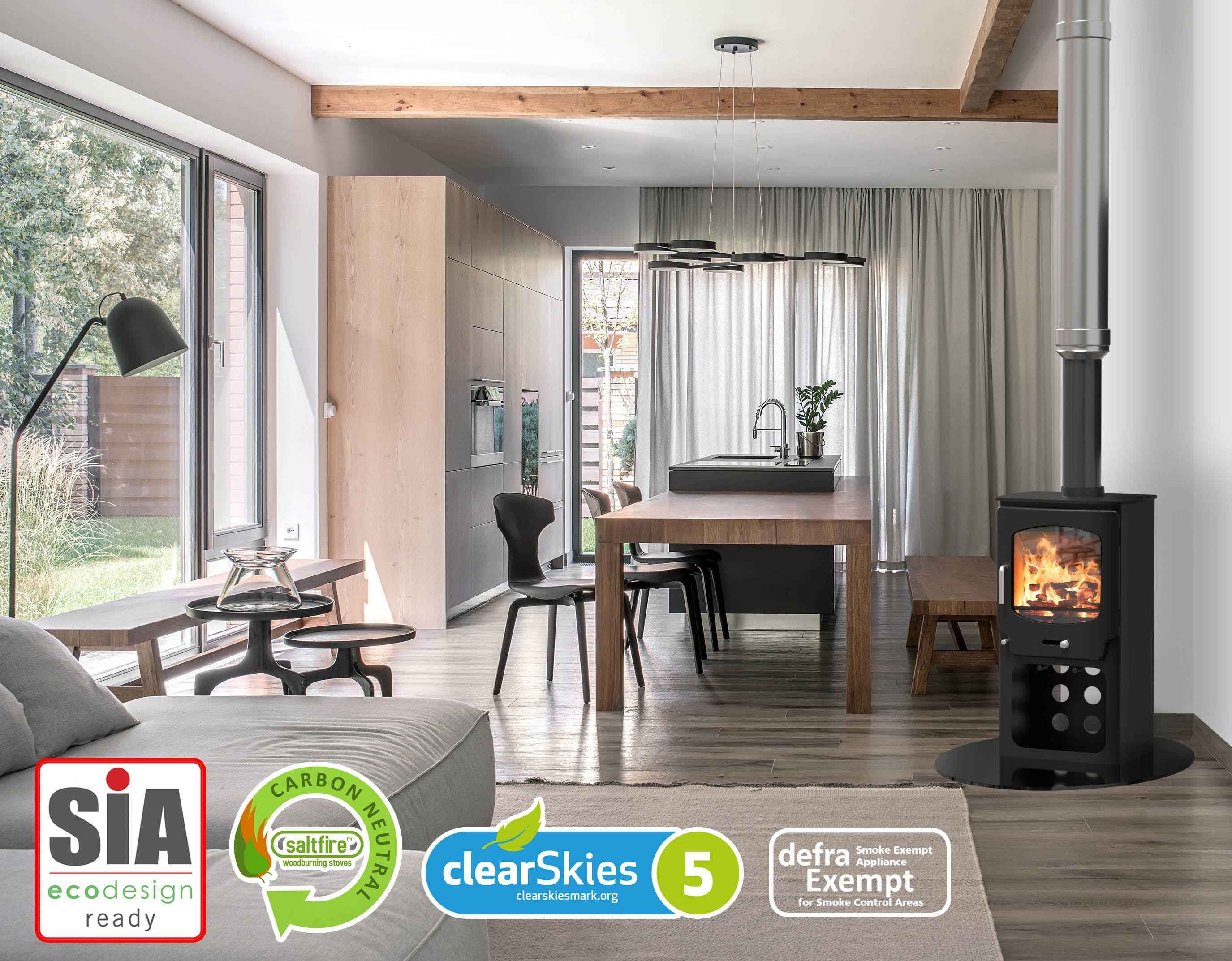 Saltfire ST-X5 Tall 5kW Wood Burning And Multi Fuel Stove Saltfire