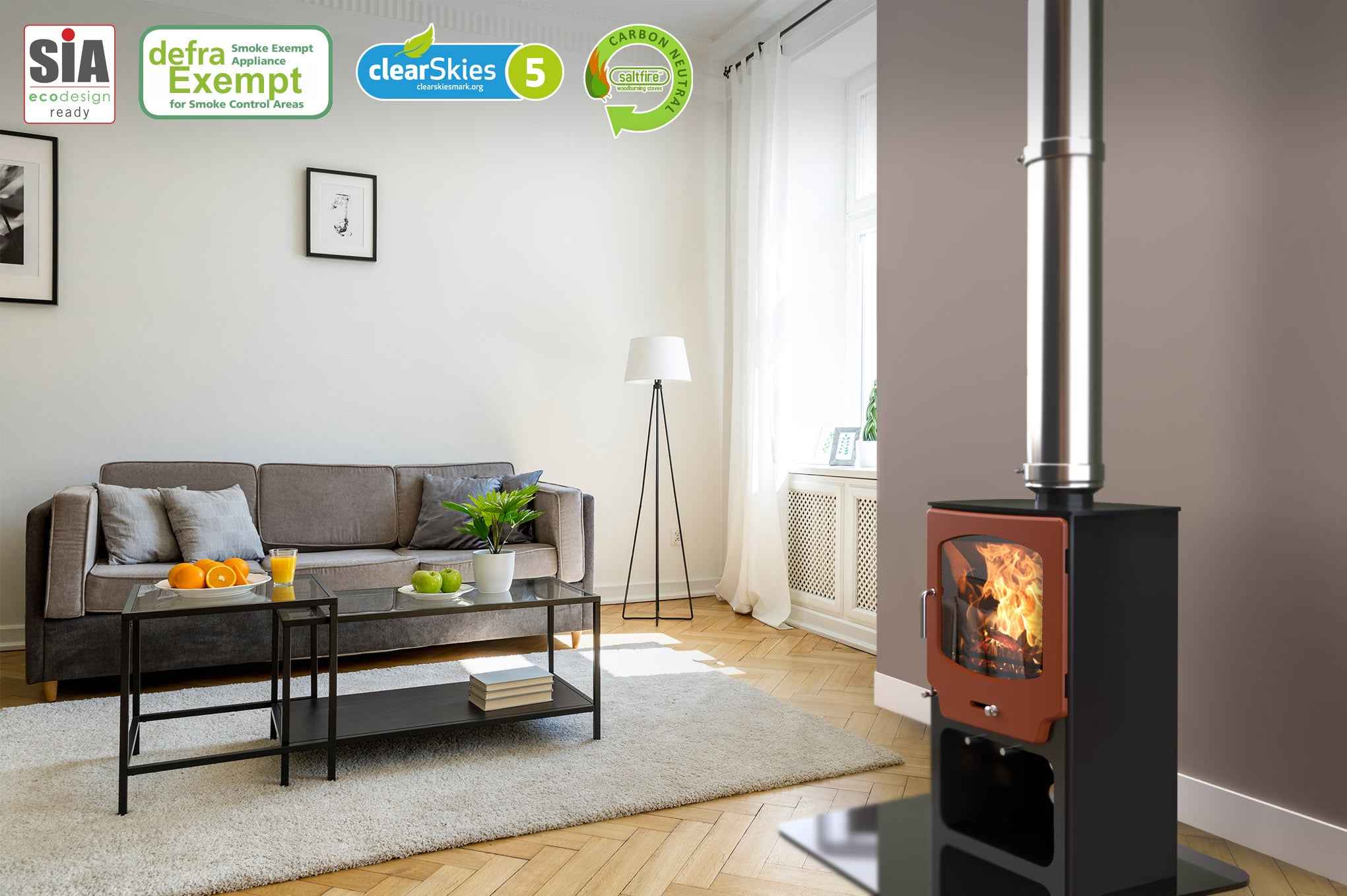 Saltfire ST-X8 Tall 8kW Wood Burning And Multi Fuel Stove Saltfire