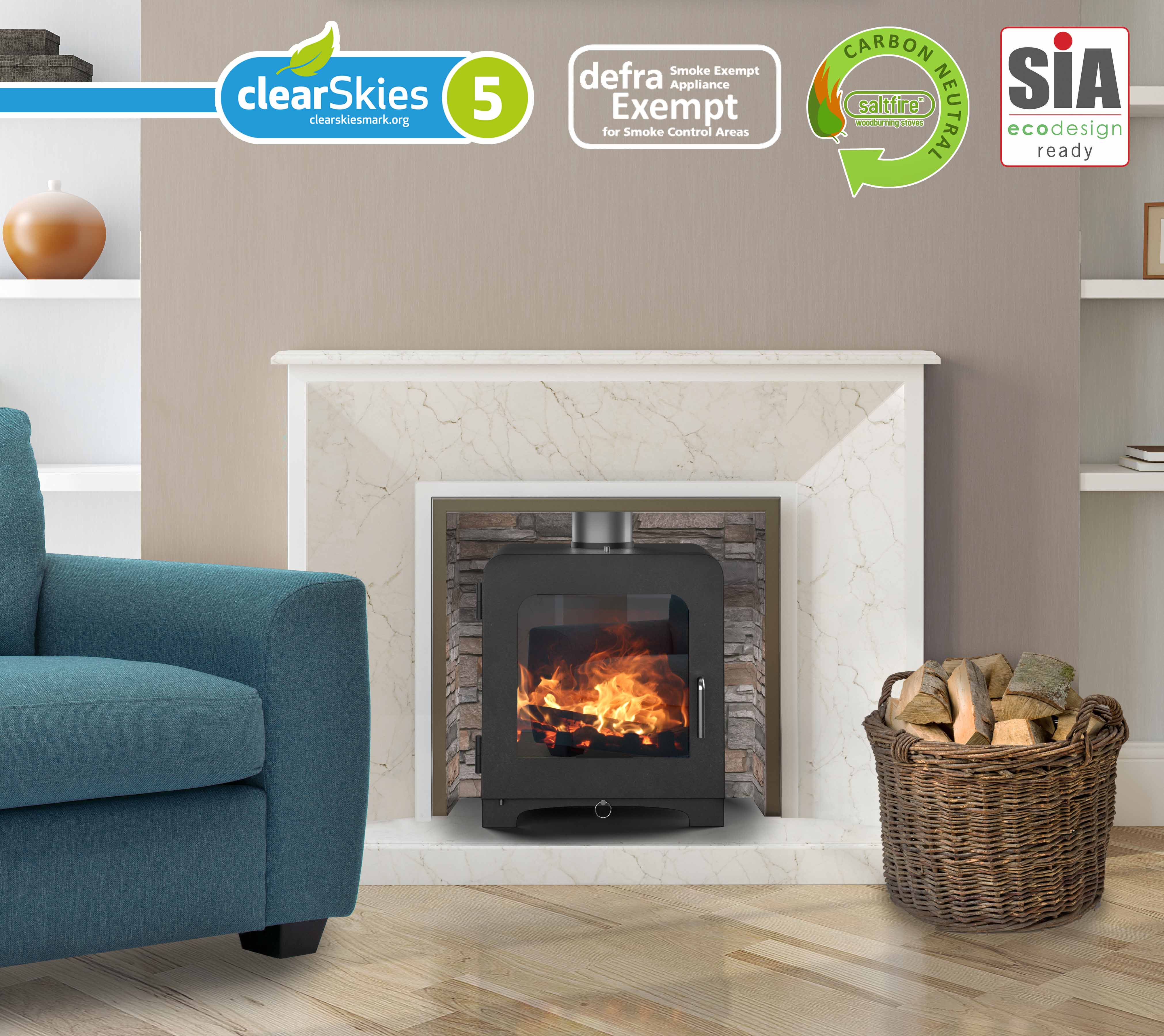 Saltfire ST4 7.5kW Wood Burning And Multi-Fuel Stove Saltfire