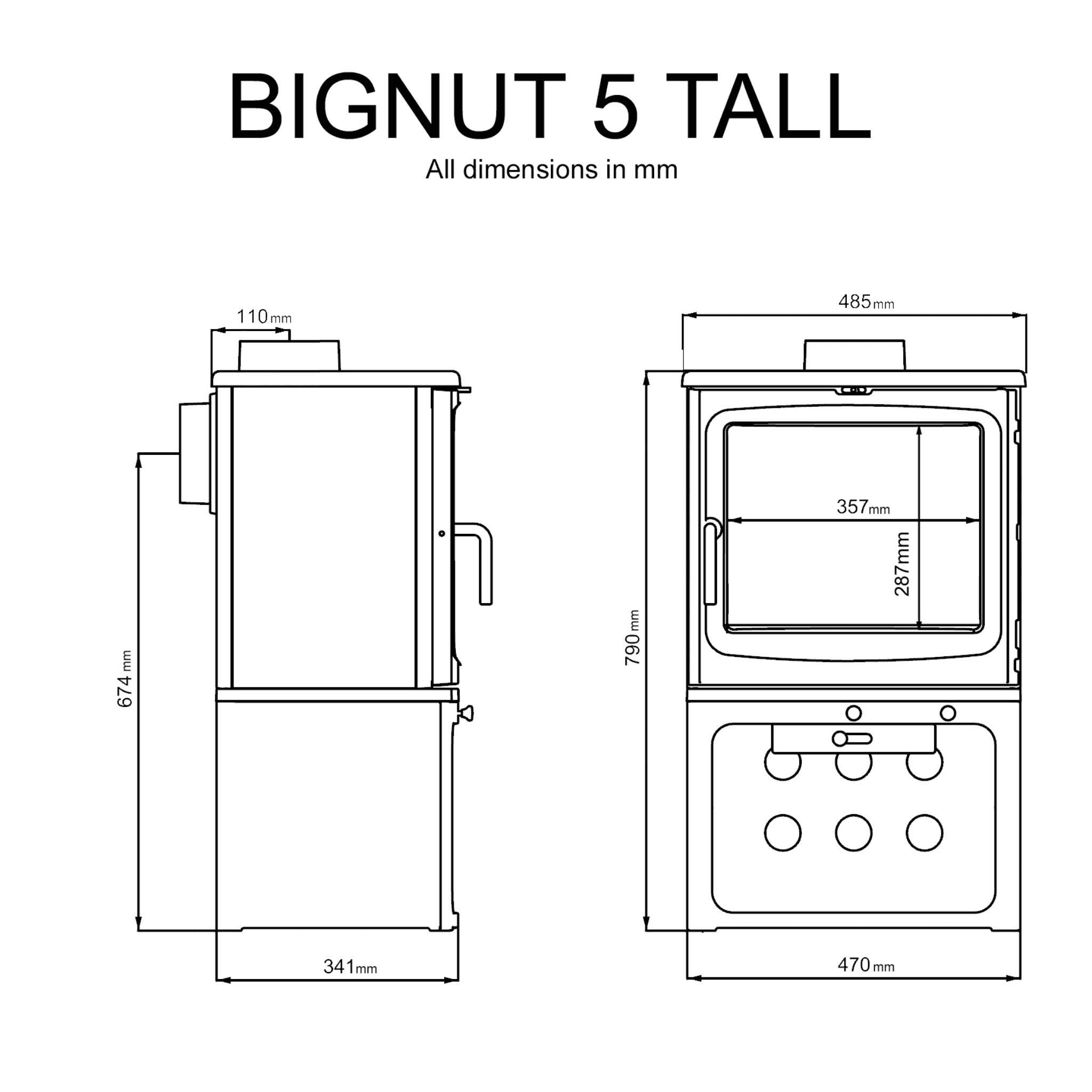 Saltfire Bignut 5 Tall 5kW Wood Burning Stove Saltfire