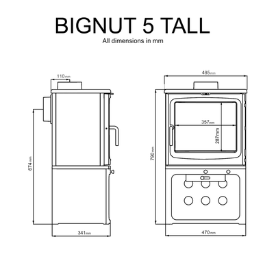 Saltfire Bignut 5 Tall 5kW Wood Burning Stove Saltfire