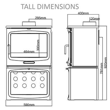 Saltfire Peanut 10 Tall 10kW Wood Burning Stove Saltfire