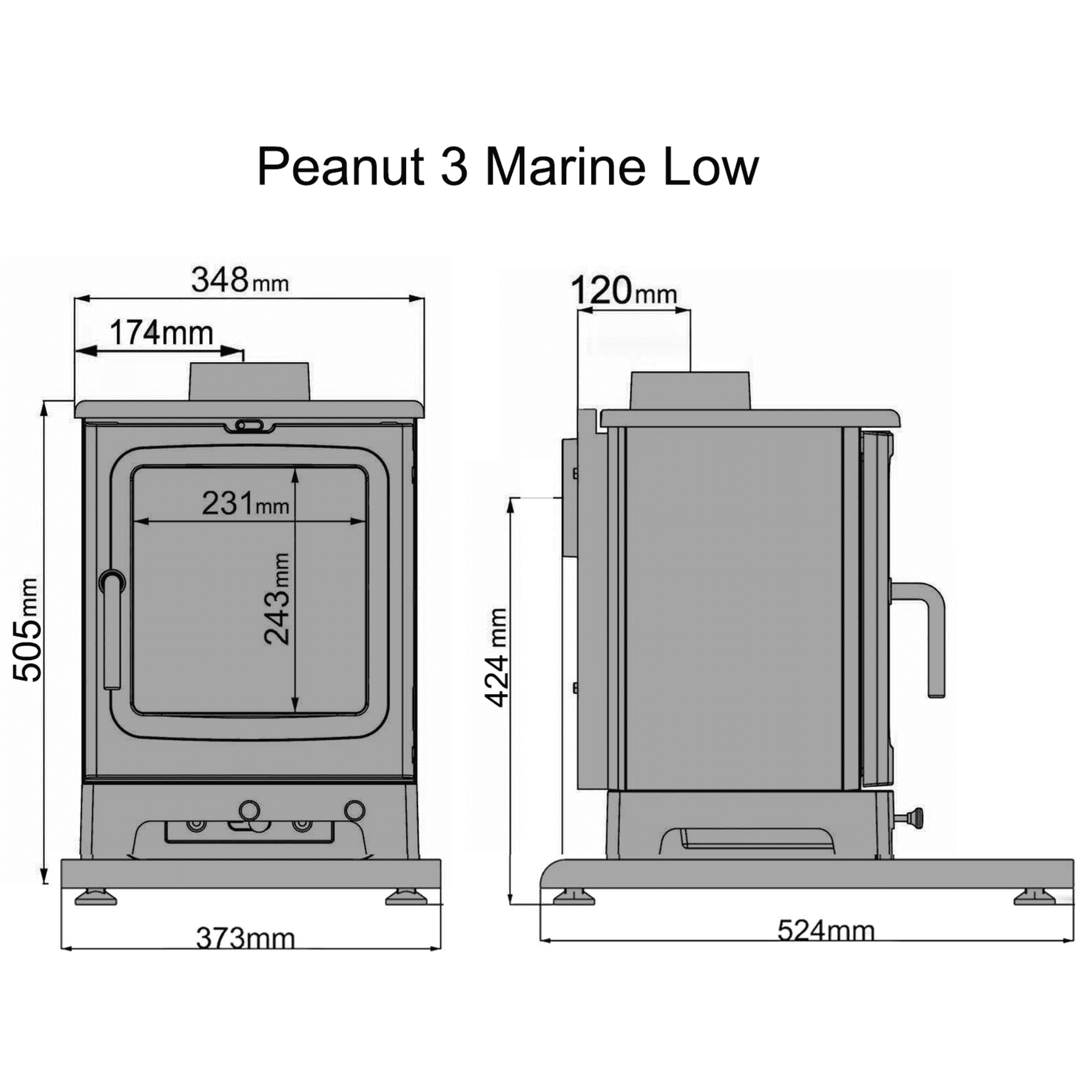 Saltfire Peanut 3 Marine 4.7kW Wood Burning Stove Saltfire