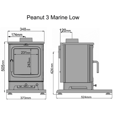 Saltfire Peanut 3 Marine 4.7kW Wood Burning Stove Saltfire