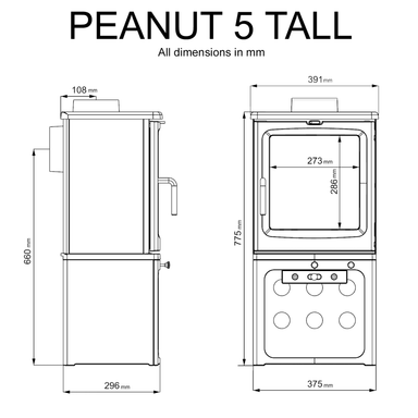 Saltfire Peanut 5 Tall 5kW Wood Burning Stove Saltfire