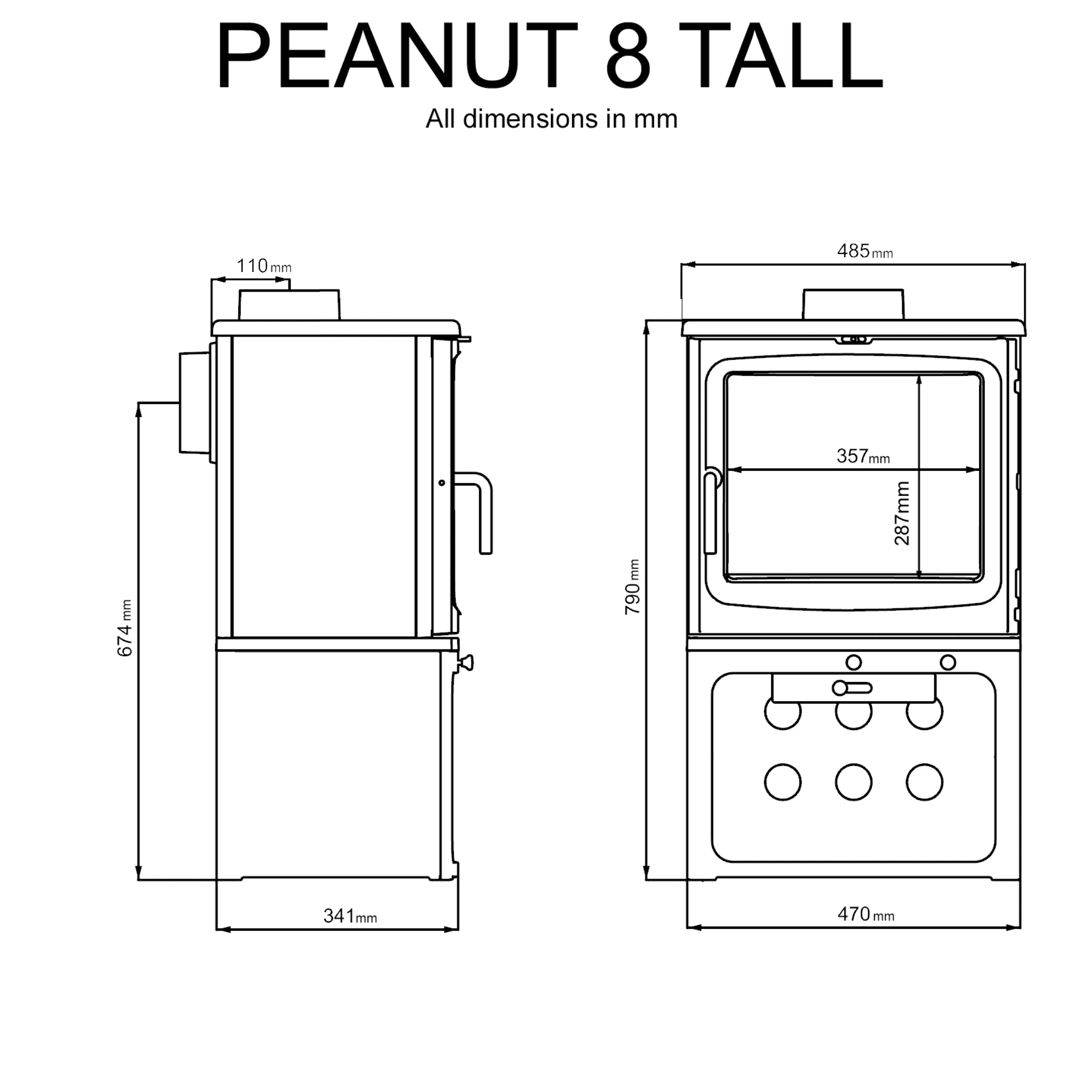 Saltfire Peanut 8 Tall 8kW Wood Burning Stove Saltfire