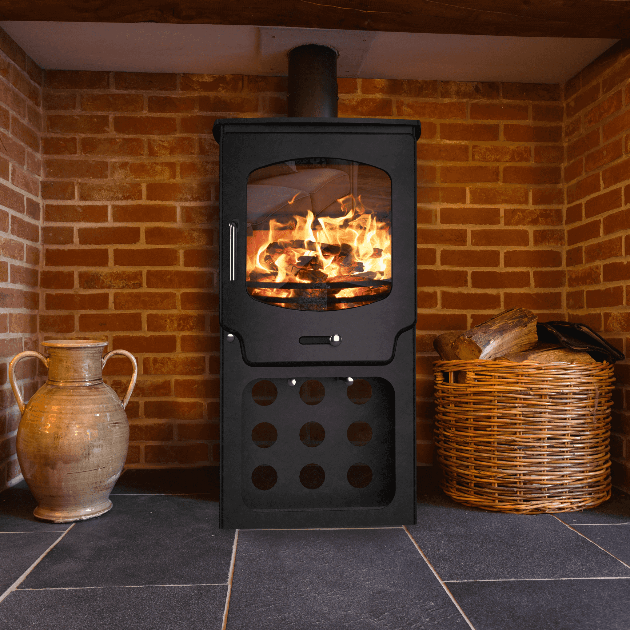 Saltfire ST-X5 Tall 5kW Wood Burning And Multi Fuel Stove Saltfire