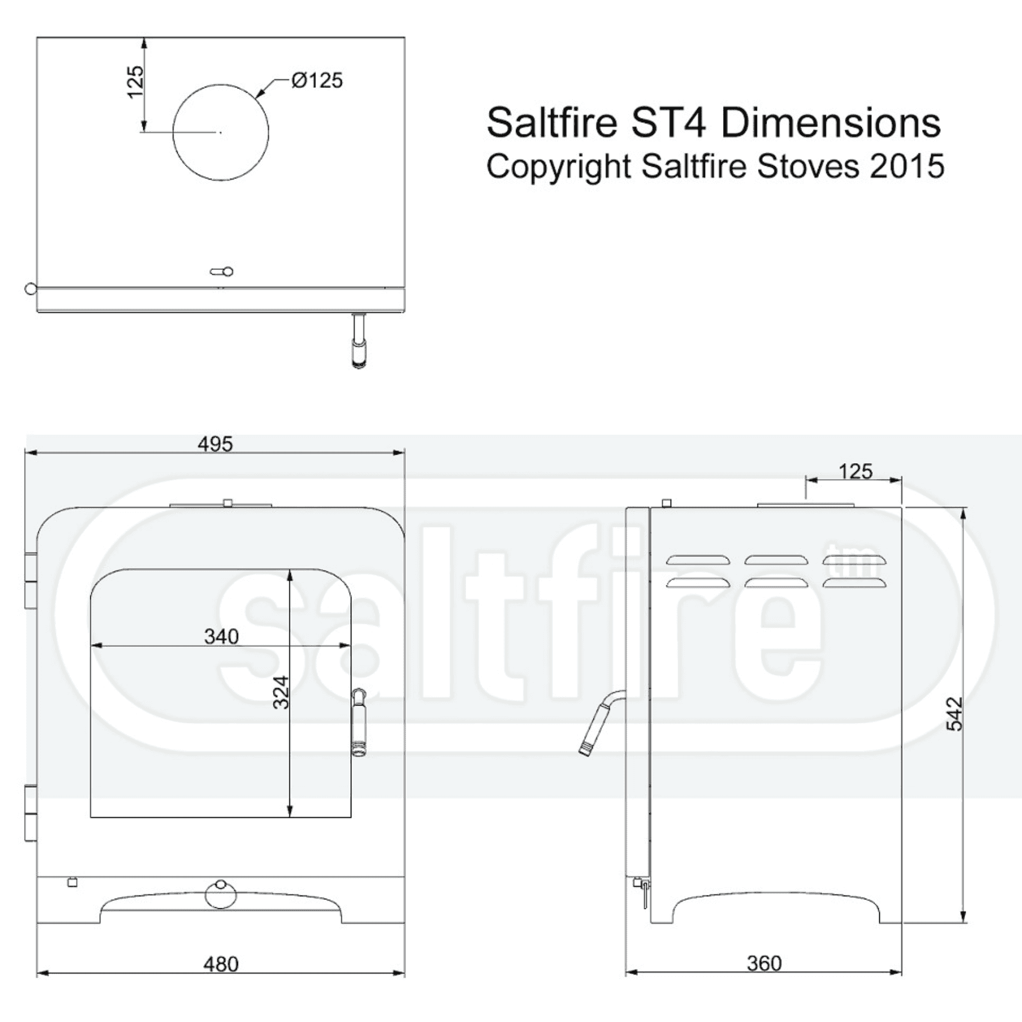 Saltfire ST4 7.5kW Wood Burning And Multi-Fuel Stove Saltfire