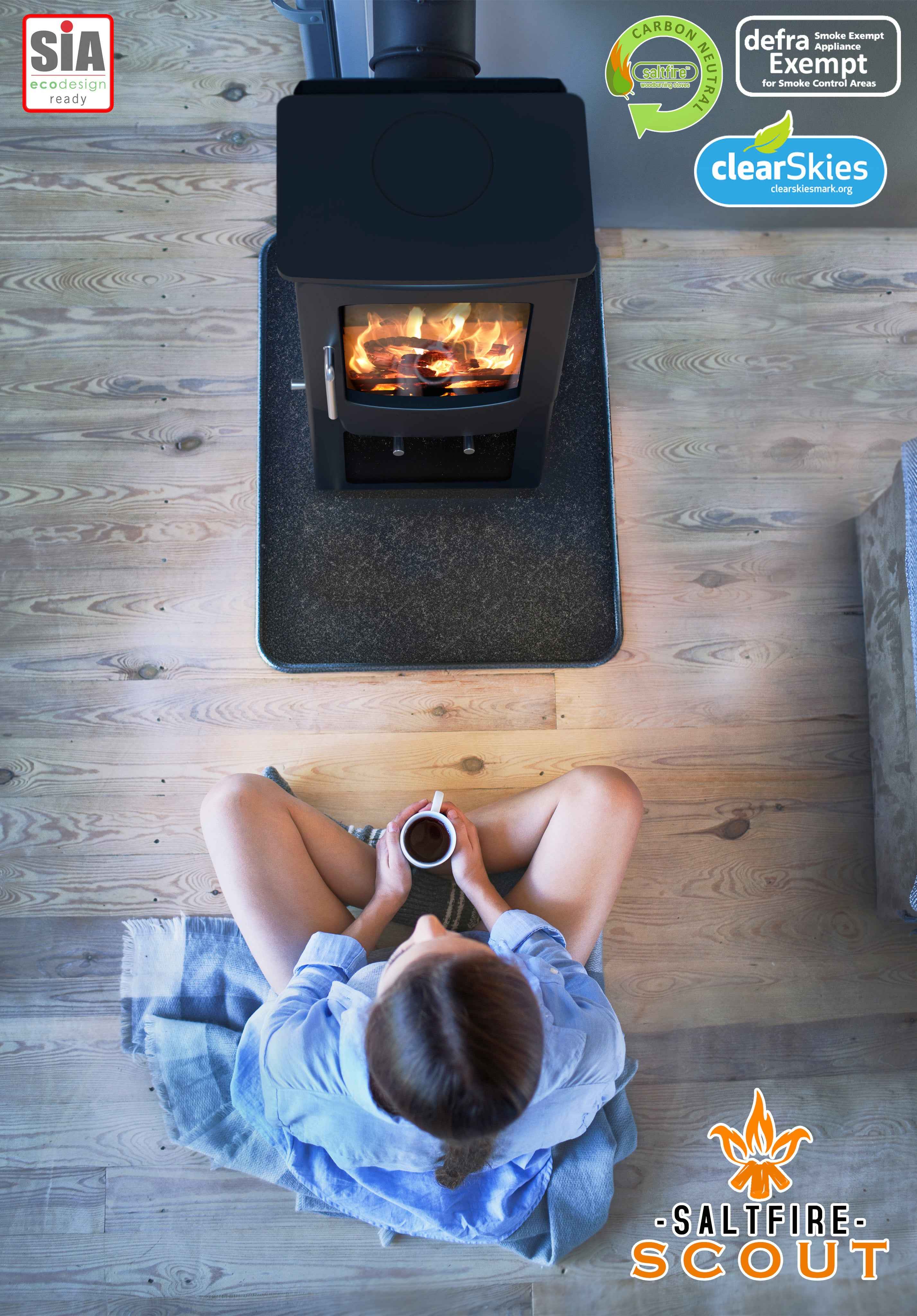 Saltfire Scout Tall 4.5kW Wood Burning/Multi Fuel Stove Saltfire