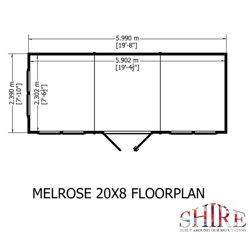 Shire Melrose Apex Roof Insulated Garden Office With Storage Shed - 20 x 8