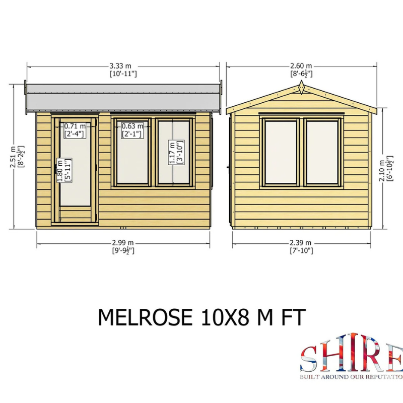 Shire Melrose Apex Roof Insulated Garden Office - 10 x 8