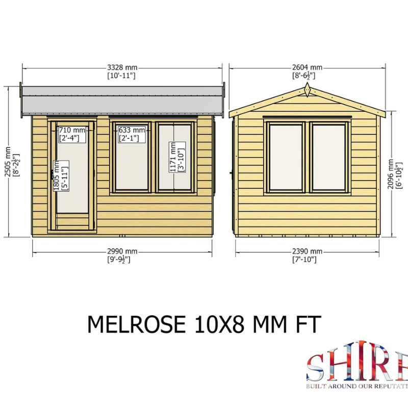 Shire Melrose Apex Roof Insulated Garden Office - 10 x 8