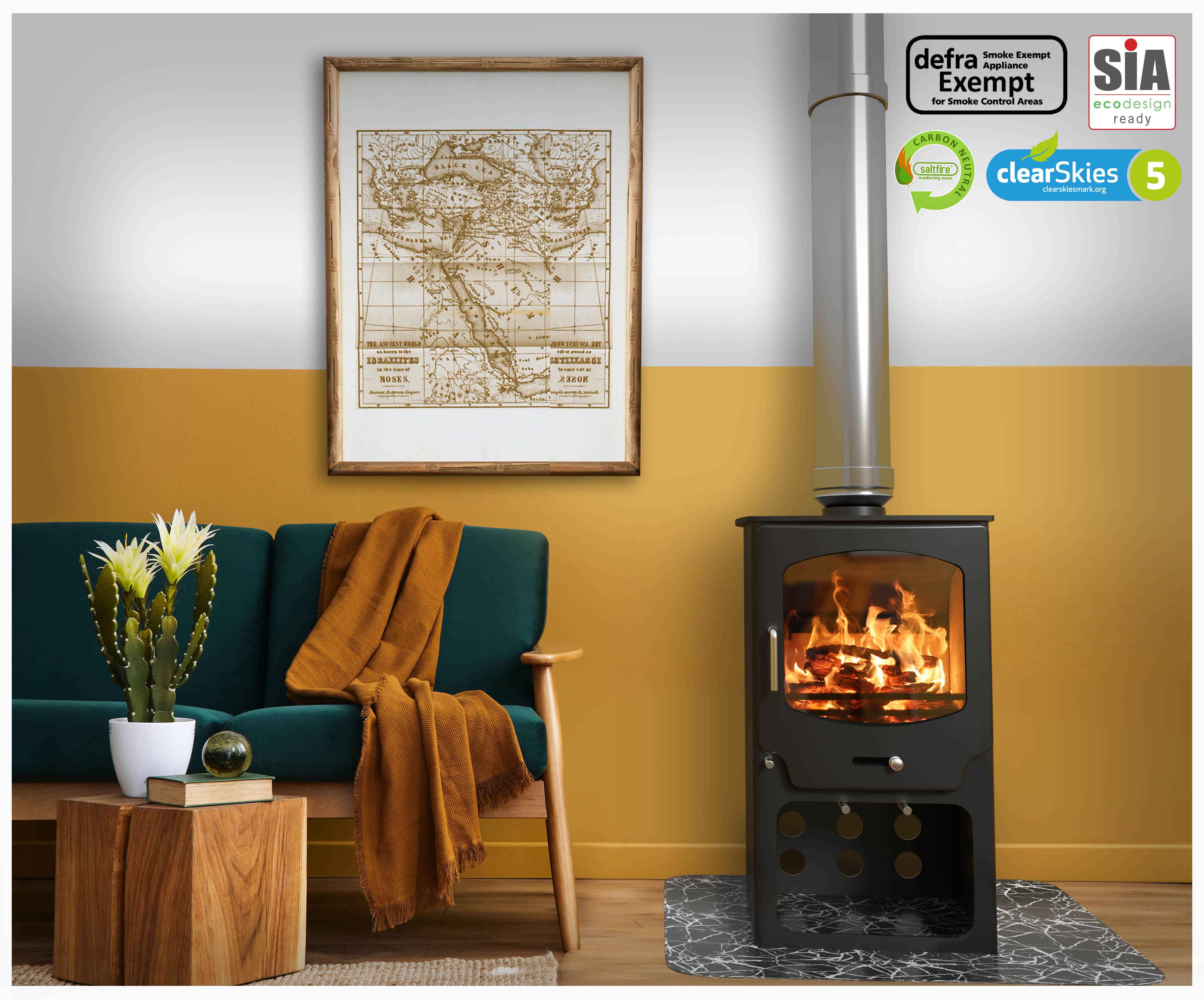 Saltfire ST-X8 Tall 8kW Wood Burning And Multi Fuel Stove Saltfire