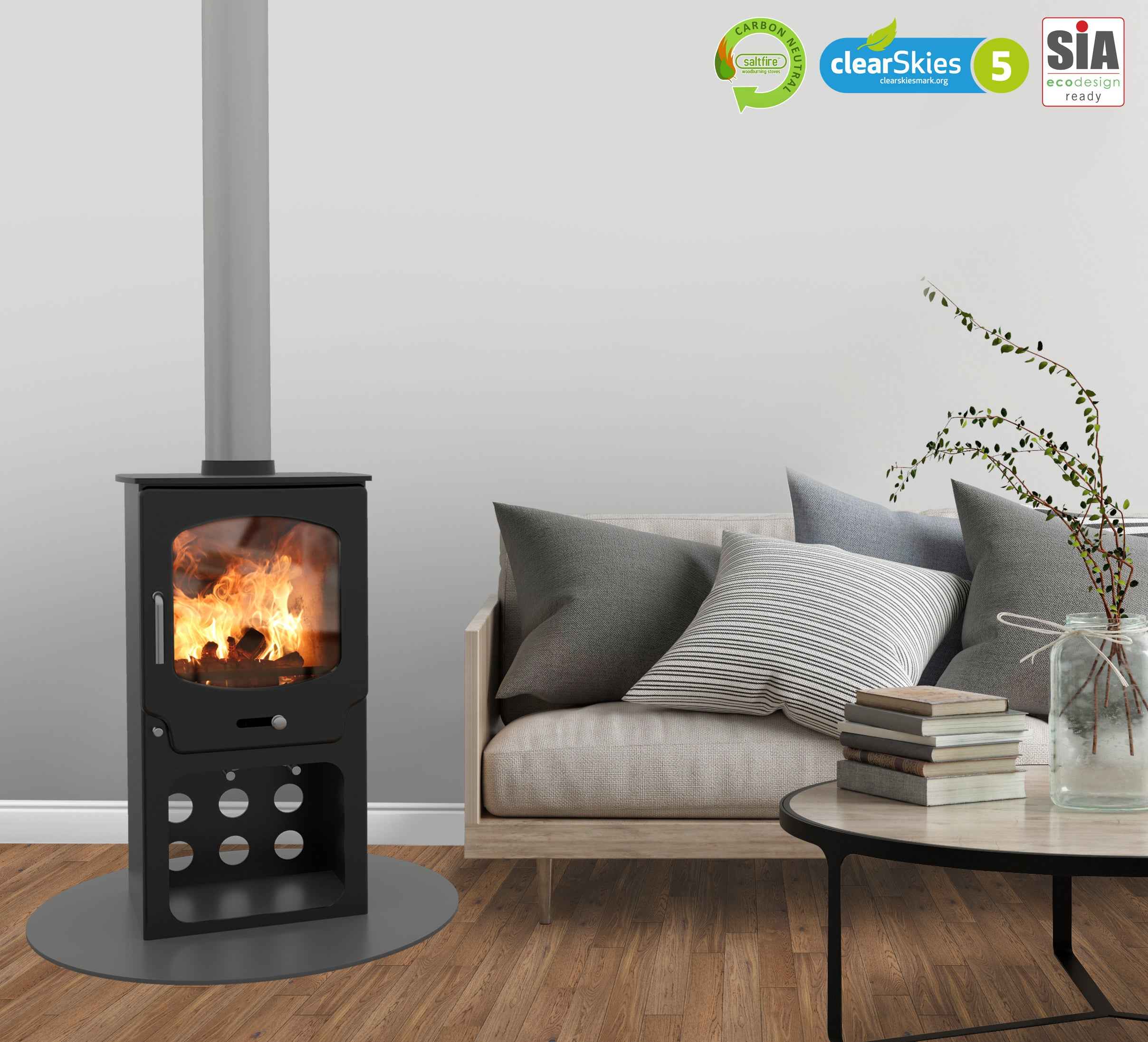 Saltfire ST-X5 Tall 5kW Wood Burning And Multi Fuel Stove Saltfire