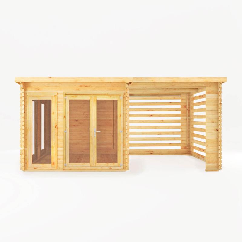 Mercia Studio Pent Log Cabin With Slatted Area - 6m x 3m (28mm-44mm)