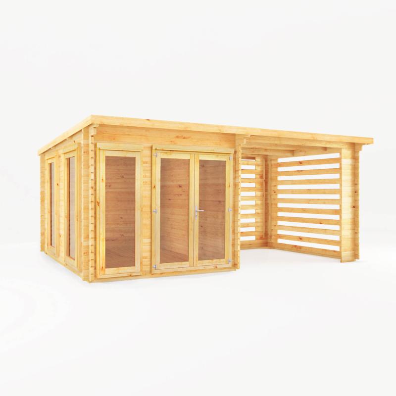 Mercia Studio Pent Log Cabin With Slatted Area - 6m x 3m (28mm-44mm)