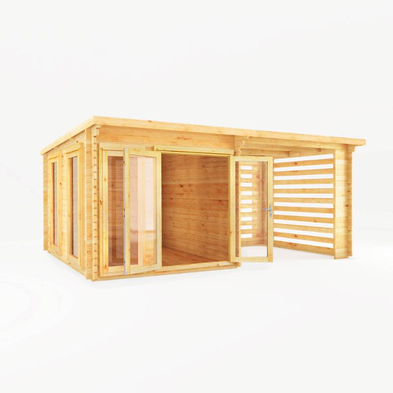 Mercia Studio Pent Log Cabin With Slatted Area - 6m x 3m (28mm-44mm)