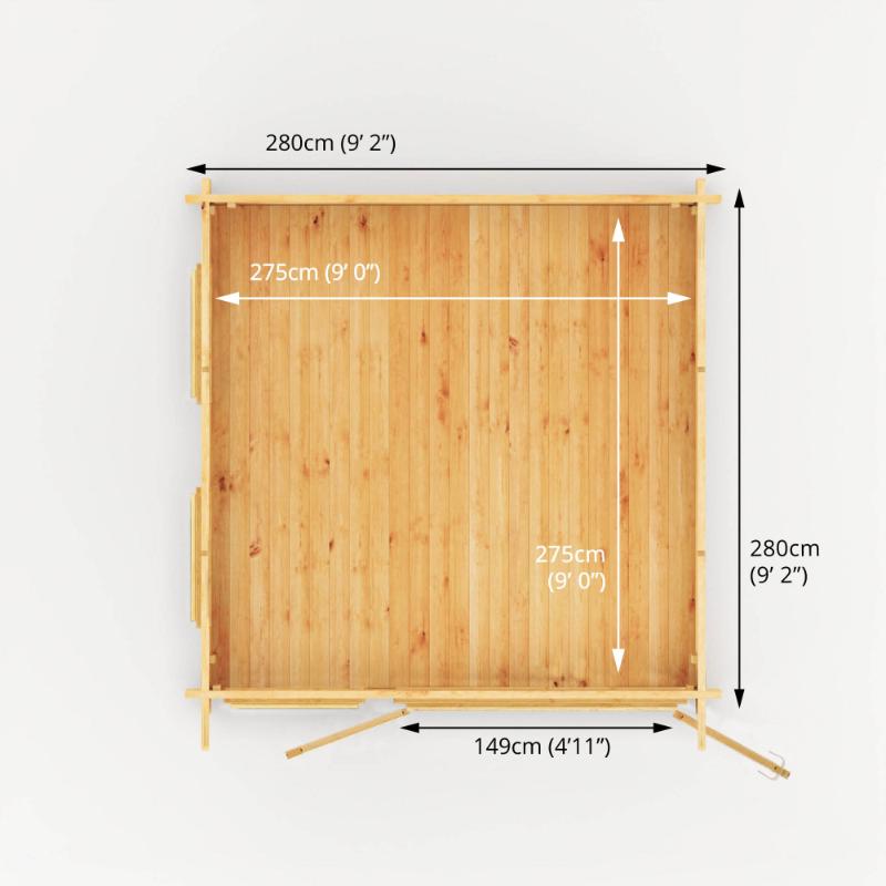 Mercia Studio Pent Log Cabin - 3m x 3m (28mm-44mm)