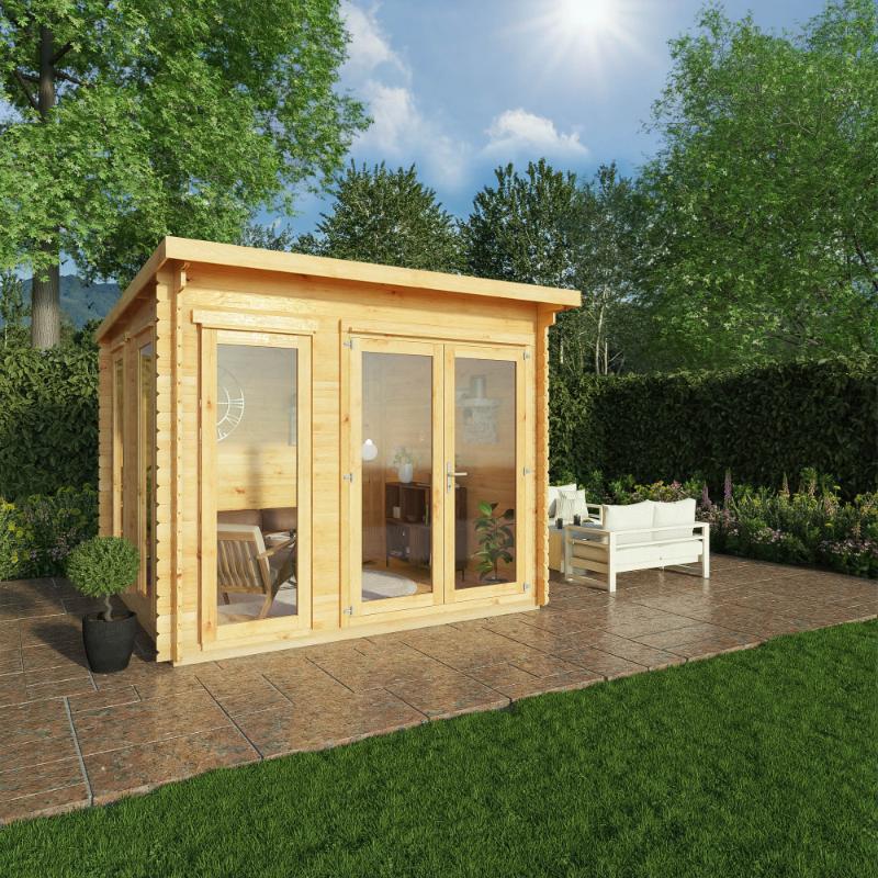 Mercia Studio Pent Log Cabin - 3m x 3m (28mm-44mm)