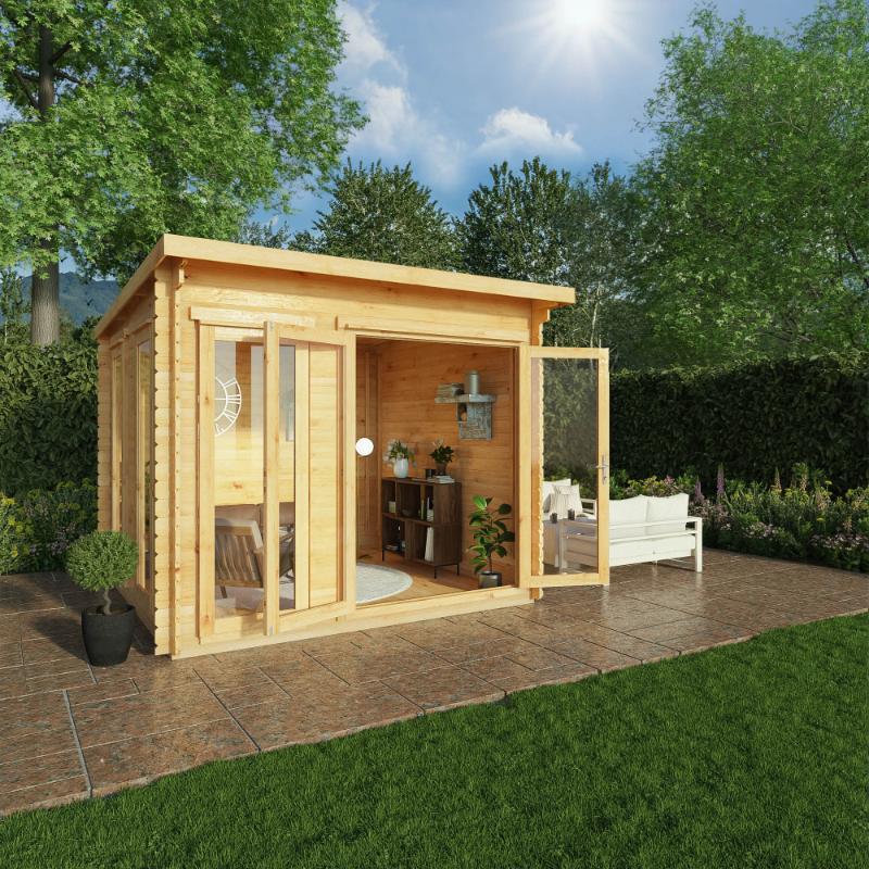 Mercia Studio Pent Log Cabin - 3m x 3m (28mm-44mm)