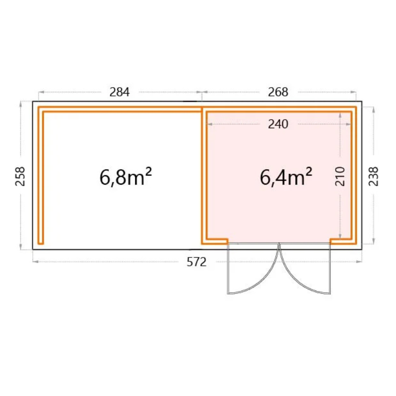 Telluria Eleganto 2724 Metal Garden Room With Small Closed Lounge (15 x 8.5 ft)