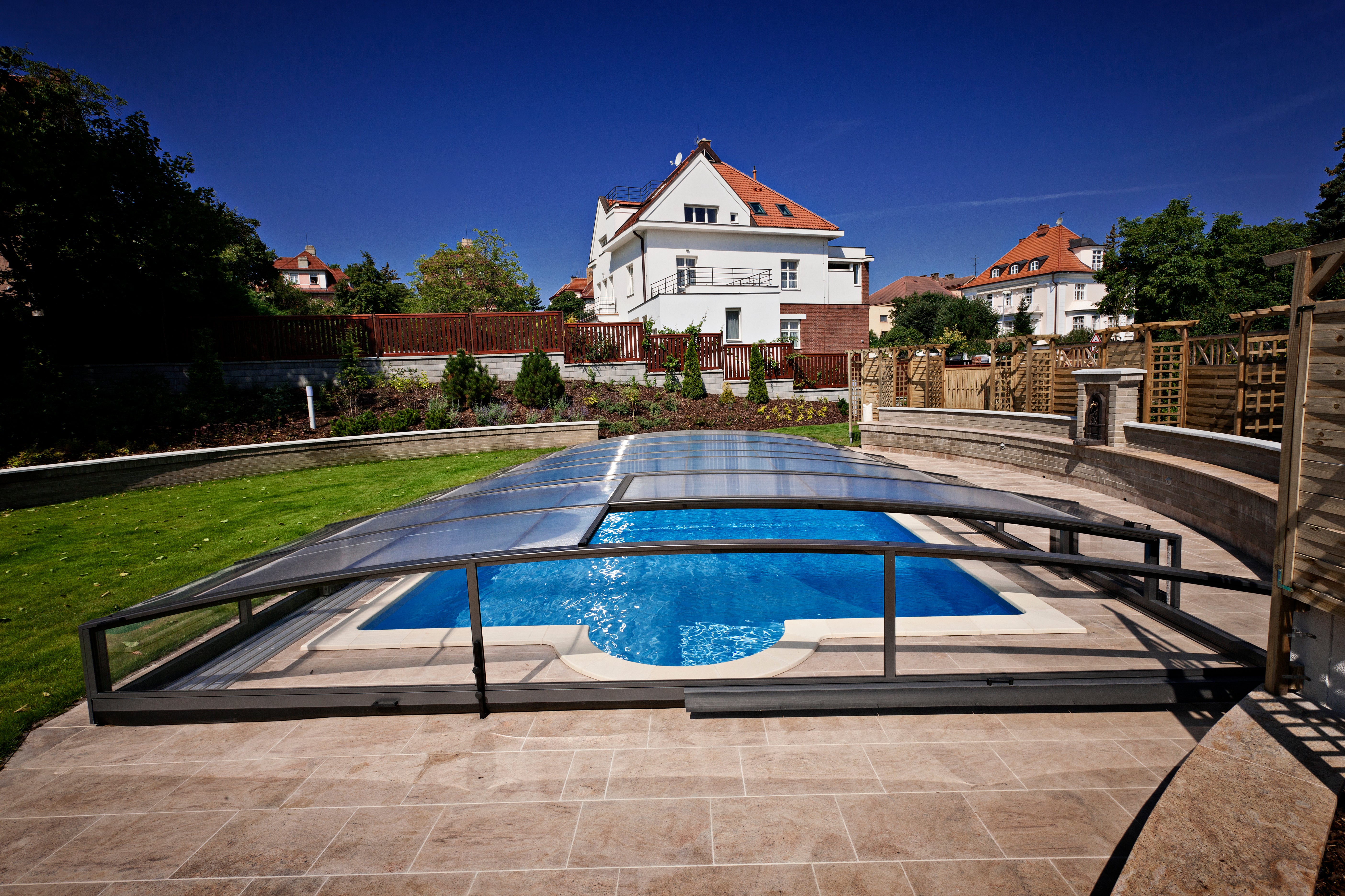 Metal Pool Around Viva Retractable Aluminium Pool Enclosure | DIY Garden Homes