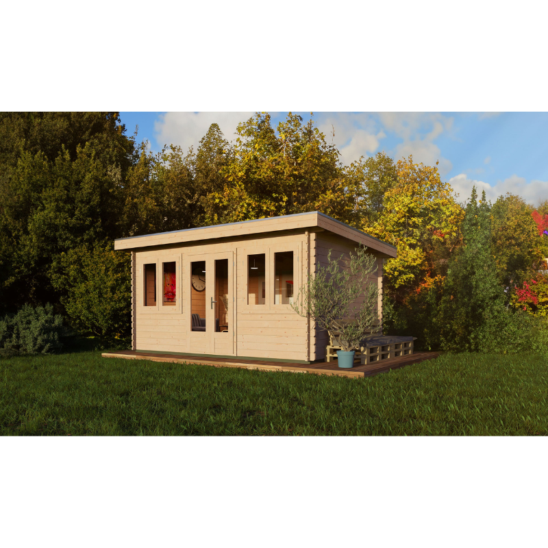 Woodpro Pent Roof Log Cabin - 4.5 x 3