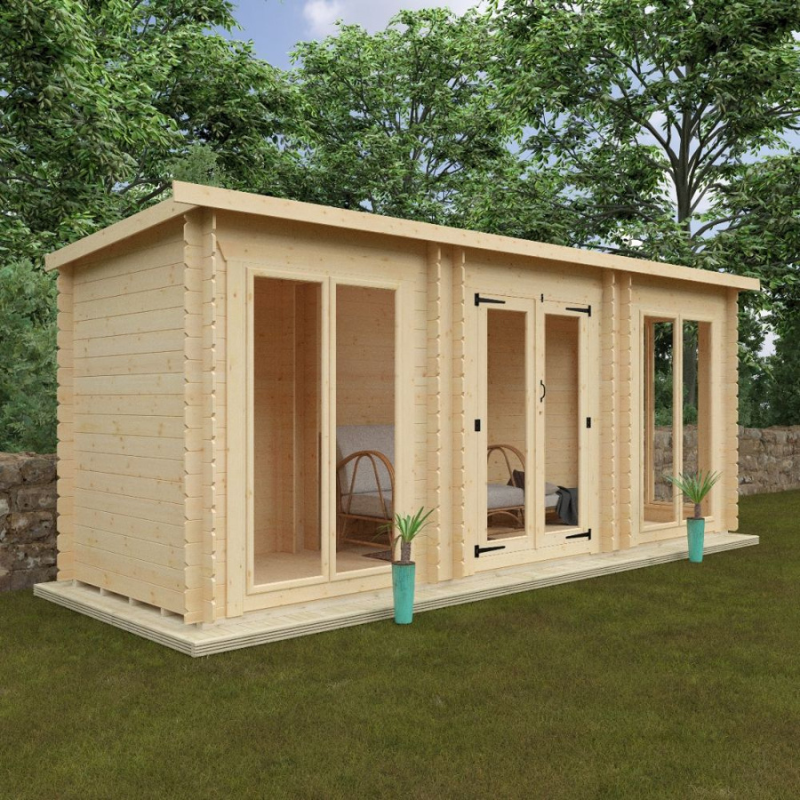 Woodlands Flex Astoria Modular Log Cabin - 18ft x 6ft (19mm)