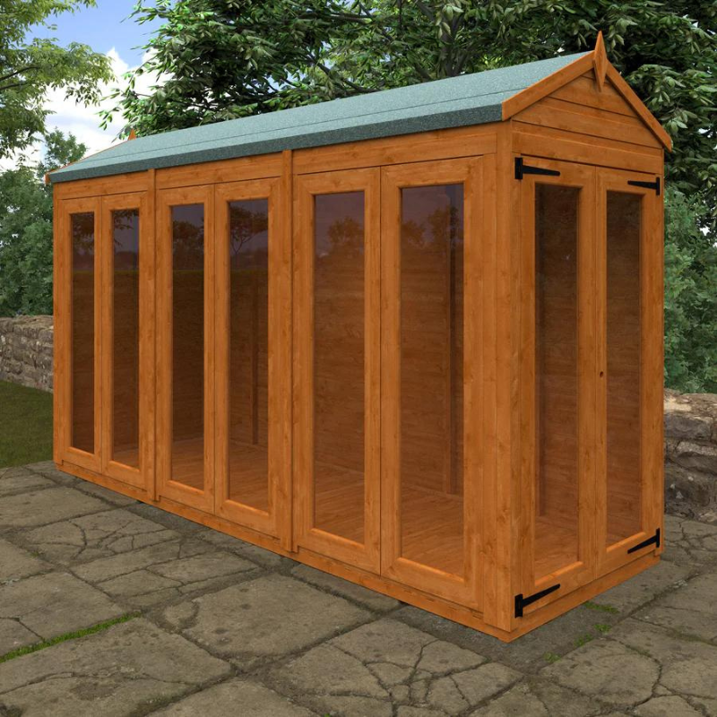 Woodlands Flex Apex Full Pane Summerhouse - 12ft x 4ft