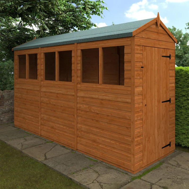 Woodlands Flex Apex Garden Shed With Windows - 12ft x 4ft