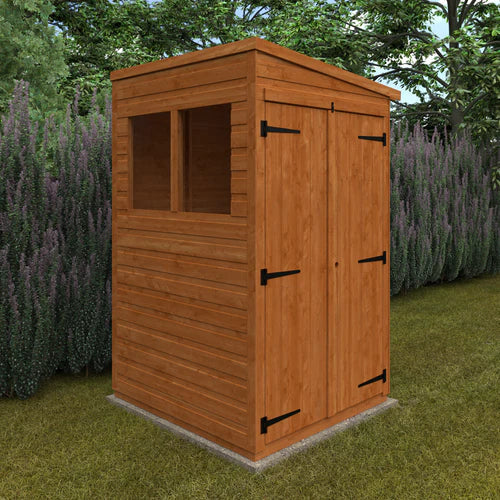 Woodlands Flex Double Door Pent Garden Shed With Windows - 4ft x 4ft