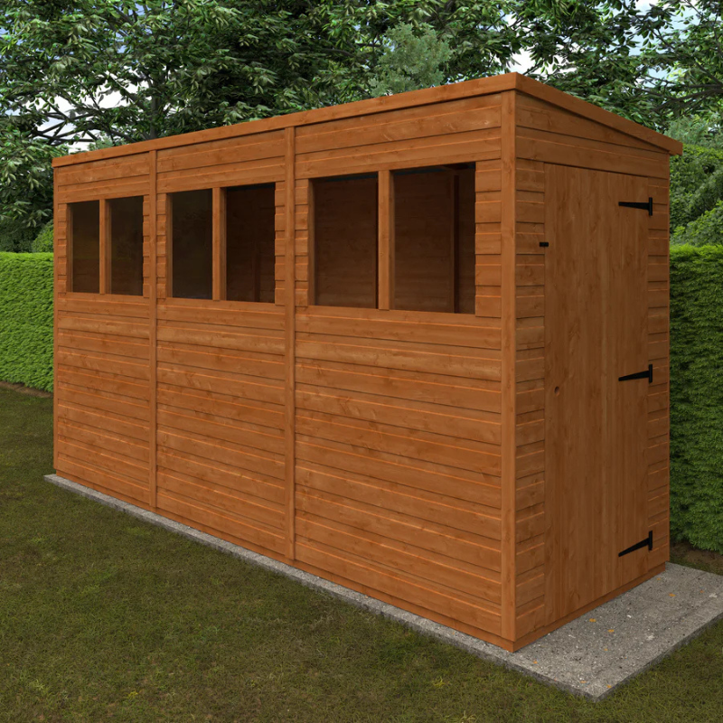 Woodlands Flex Pent Garden Shed With Windows - 12ft x 4ft