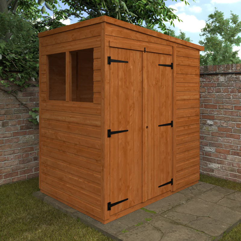 Woodlands Flex Double Door Pent Garden Shed With Windows - 4ft x 6ft