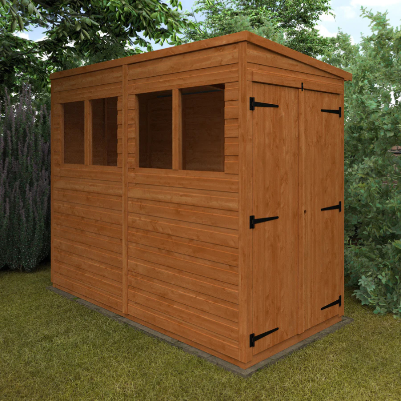 Woodlands Flex Double Door Pent Garden Shed With Windows - 8ft x 4ft